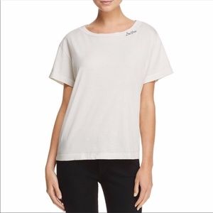 mother denim BAD NEWS embroidered white t shirt